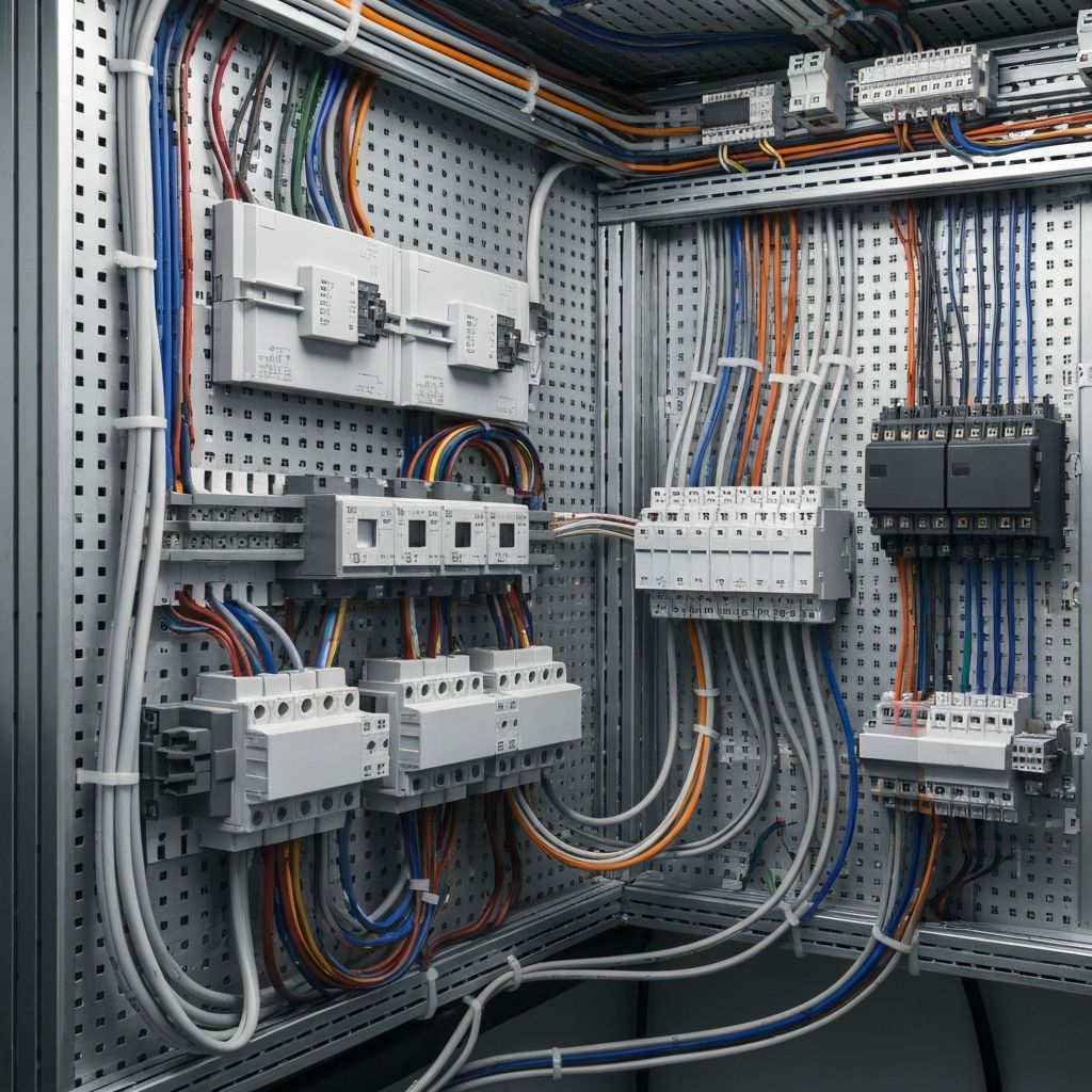 Professional electrician at work